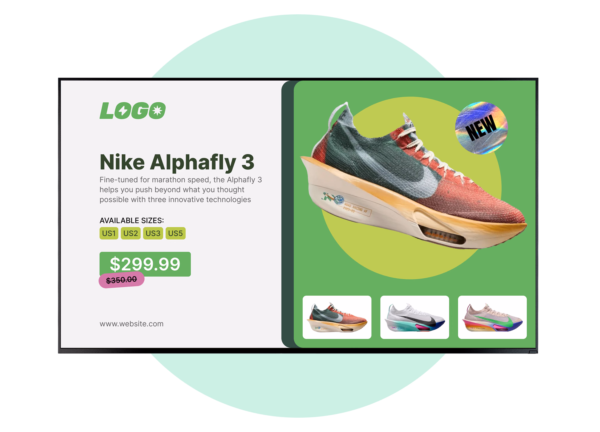 Interactive Nike Alphafly 3 product screen